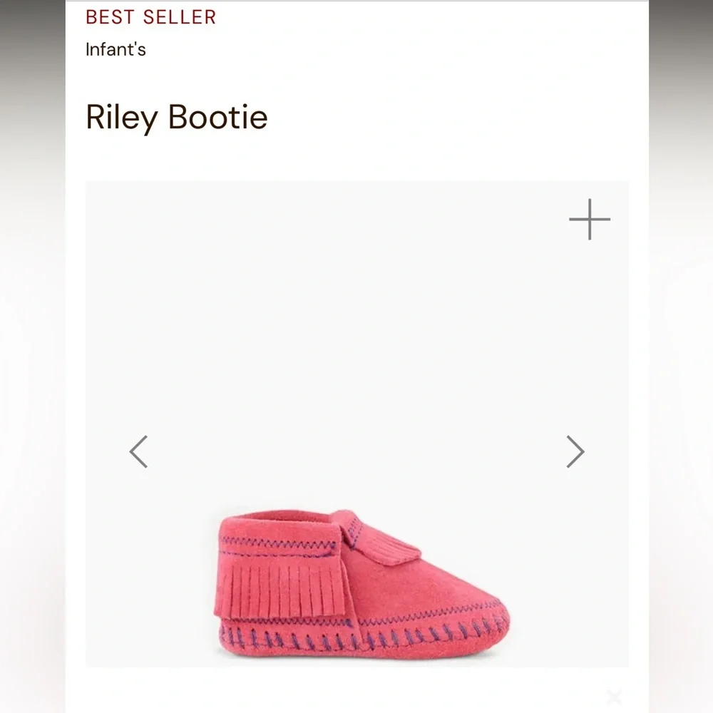 Minnetonka Hot Pink Riley Bootie Kids Suede Moccasins Size 4 baby